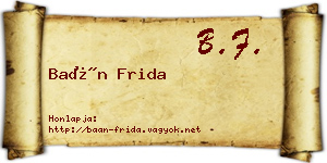 Baán Frida névjegykártya